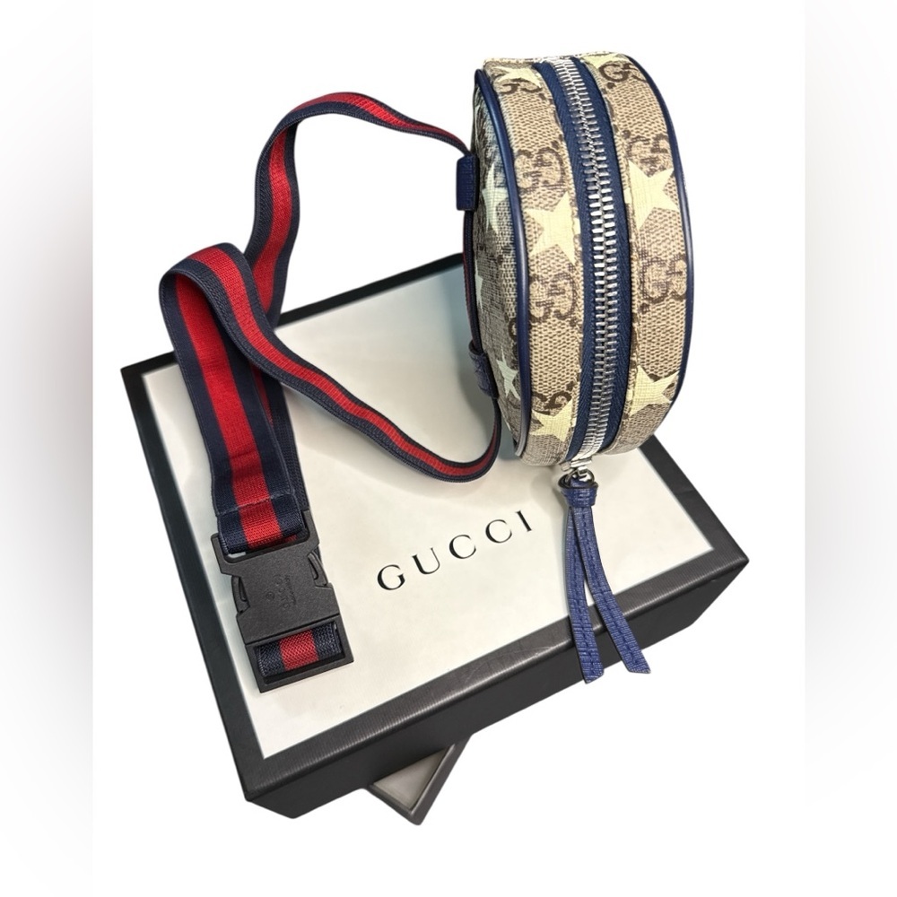 Gucci Supreme GG Beige and White Star Pattern Belt Bag Red Blue Beige - Picture 4 of 7